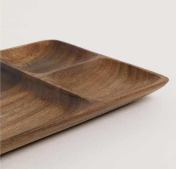 Producto - BANDEJA ACACIA RECTANGULAR DE 3 DIVISIONES MANILA 25,5X19 CM - 2