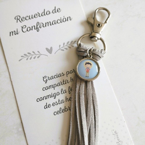 Producto - Pack Souvenir Llaverito Gamuza con Medallita - Confirmación