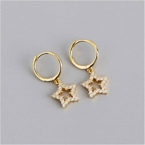 Producto - Aros estrella con strass dorado - Acero