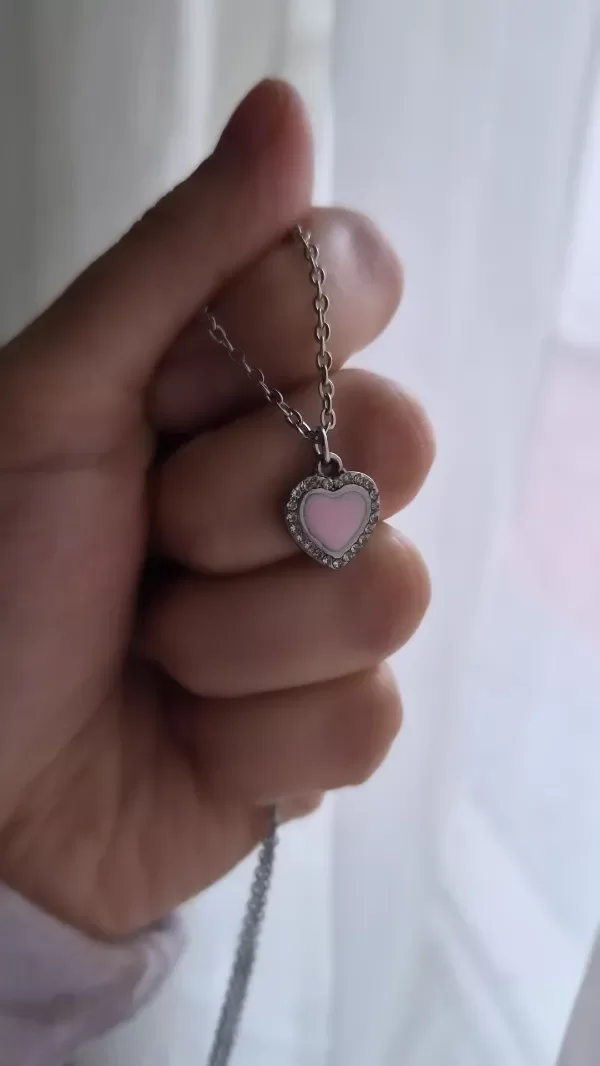 Producto - Collar corazon rosa con strass Aq