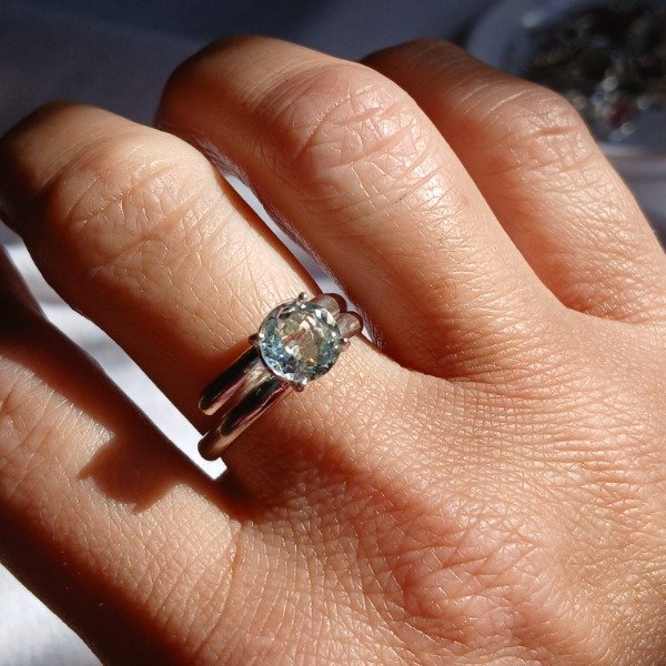 Producto - Anillo Plata 925 Berilo Aguamarina Ajustable - 0