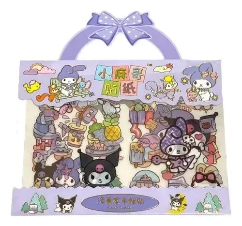 Producto - Carterita Stickers X3 Planchas Hello Kitty Kuromi My Melody