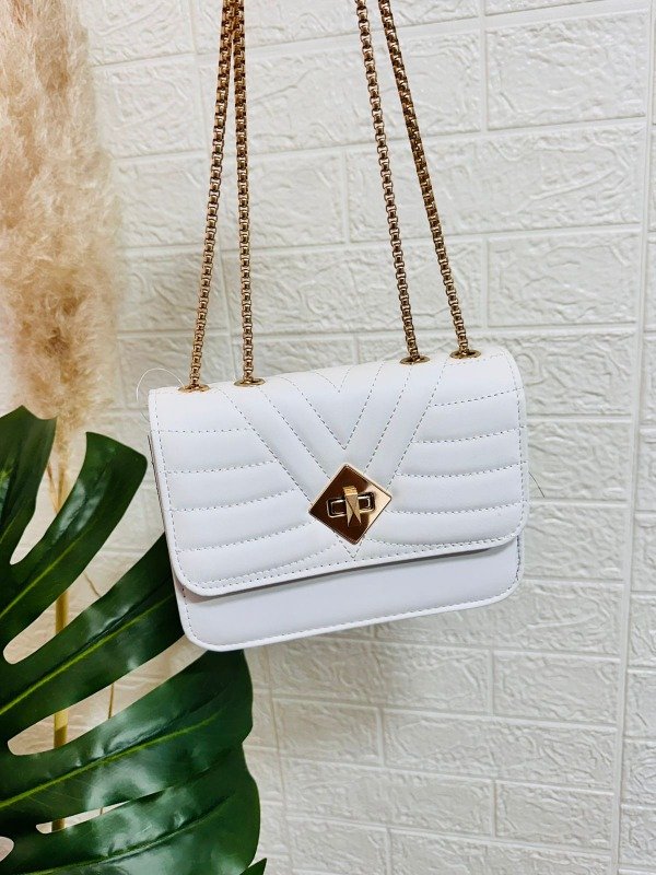 Producto - White Bag Chain Gold