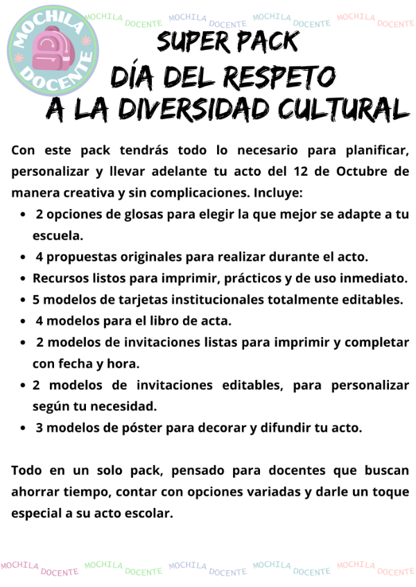 Producto - Super pack Día del Respeto a la Diversidad Cultural