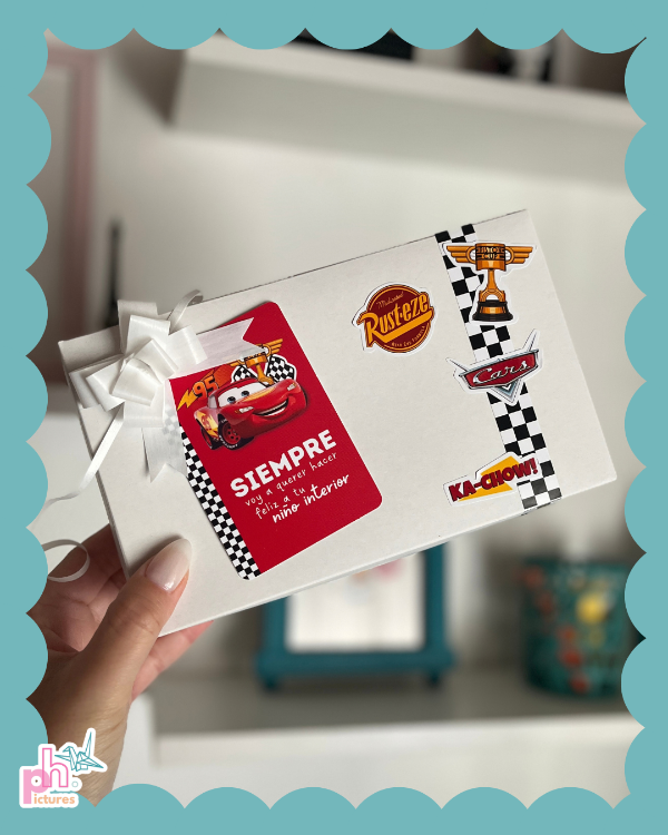 Producto - box rayo mcqueen - autito hot wheels - día del novio - 2