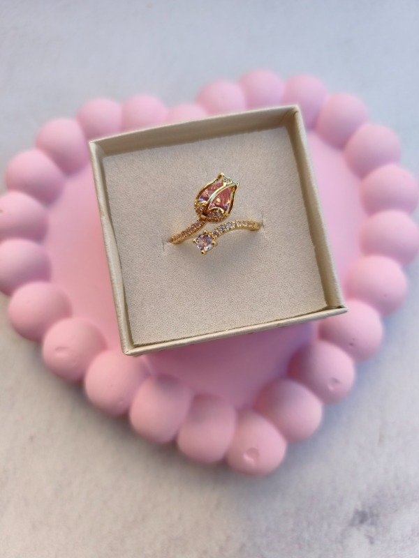 Producto - Anillo Tulipán Rosa ajustable - 0