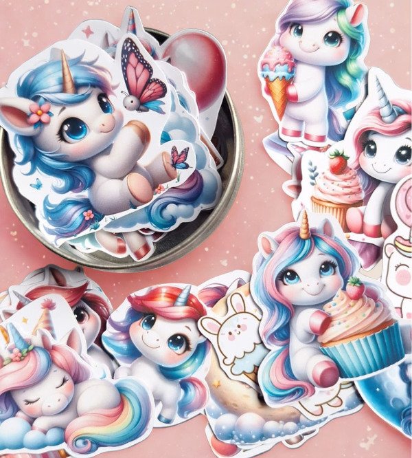 Producto - Lata de stickers Unicornios chica