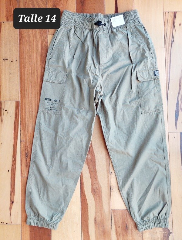 Pantalon cargo HyM talle 14 verde seco