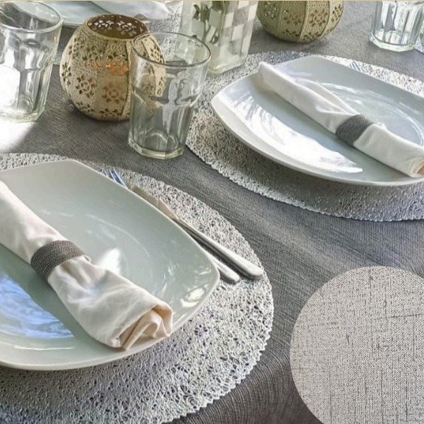 Producto - Mantel Ecocuero Impermeable Texturado Gris 2,60x1,40