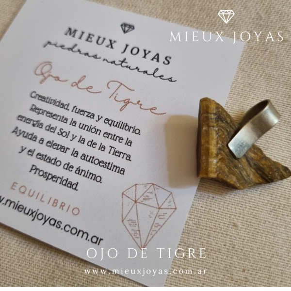 Producto - Amuleto Ojo de Tigre en bruto en Alpaca-  Confianza, poder personal y abundancia