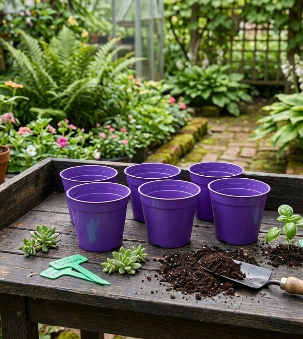 Producto - SET X 6 MACETAS PLAST violeta