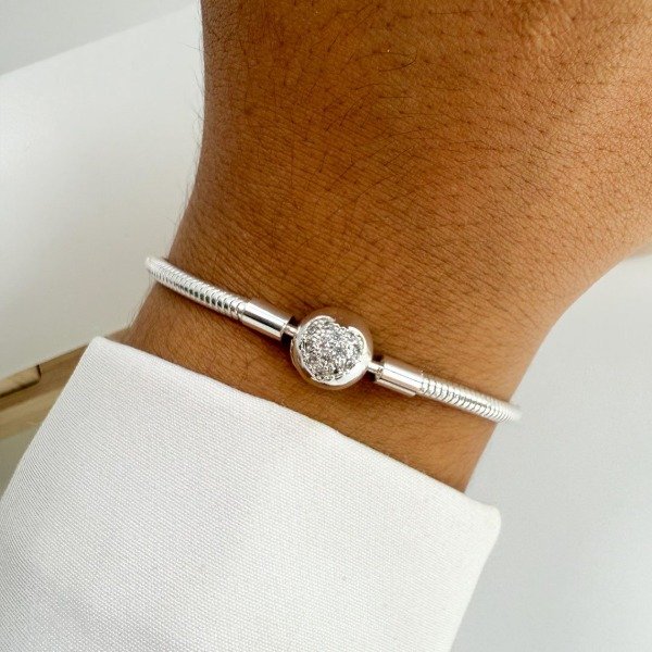 Producto - Pulseras Perséfone - Esfera con Corazon / Piedritas Blancas