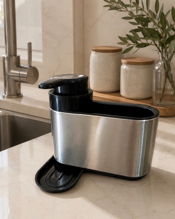 Producto - DISPENSER DE ACERO CON ESCURRIDOR DE CUBIERTOS