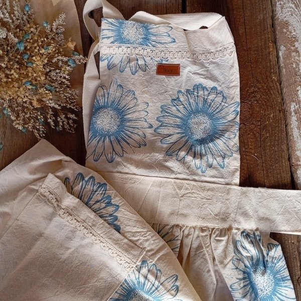 Producto - Delantal SARA - Flores Azules