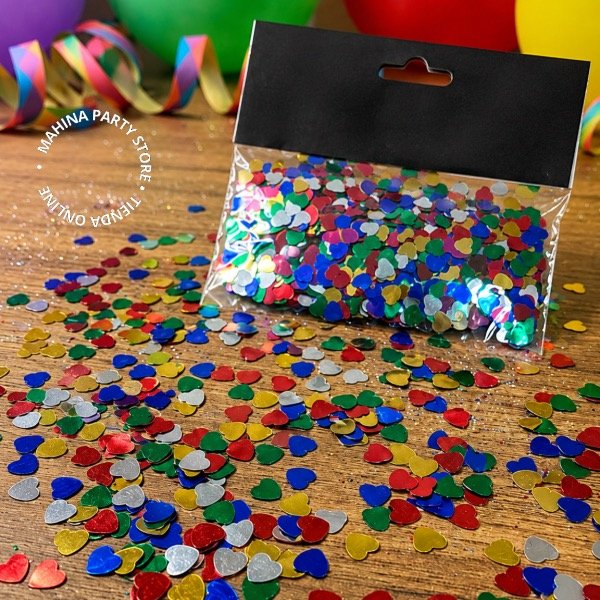 Producto - Confetti multicolor corazón .