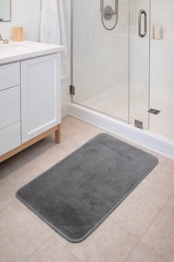 Producto - Alfombra De Baño Pelo Corto Gris - 0