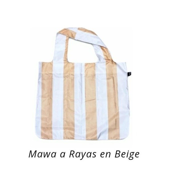 Producto - BOLSA REUTILIZABLE PLEGABLES A RAYAS EN BEIGE