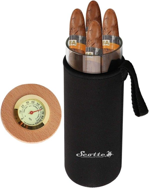 Producto - Estuche Portátil Cigarro Habano Viaje Humidor C/ Higrómetro