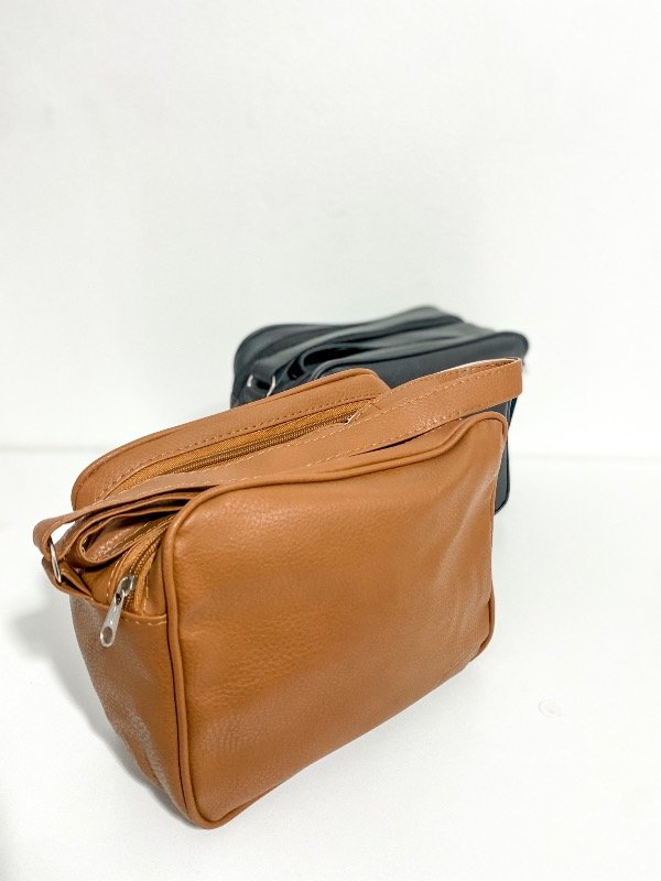 Producto - Bandolera doble bolsillo marrón. LÍNEA ECONÓMICA