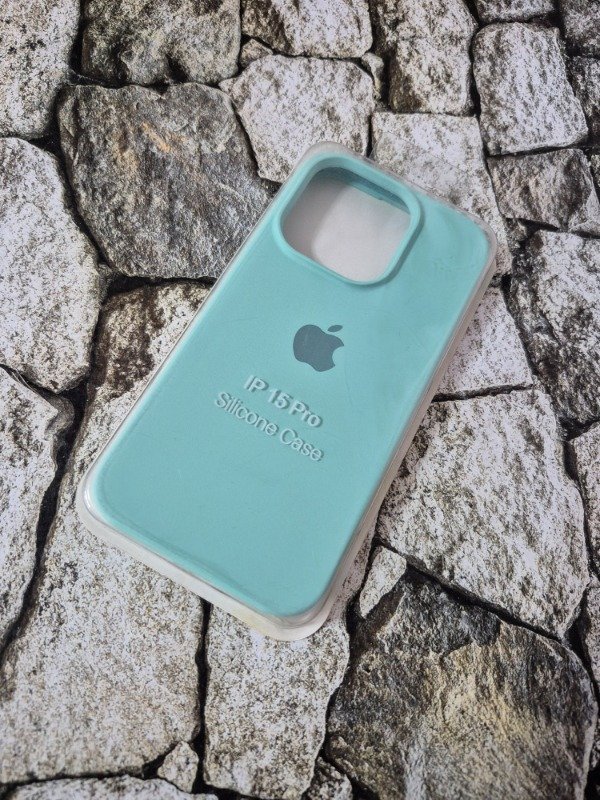 Producto - Funda silicone case con logo Iphone 15 Pro turquesa