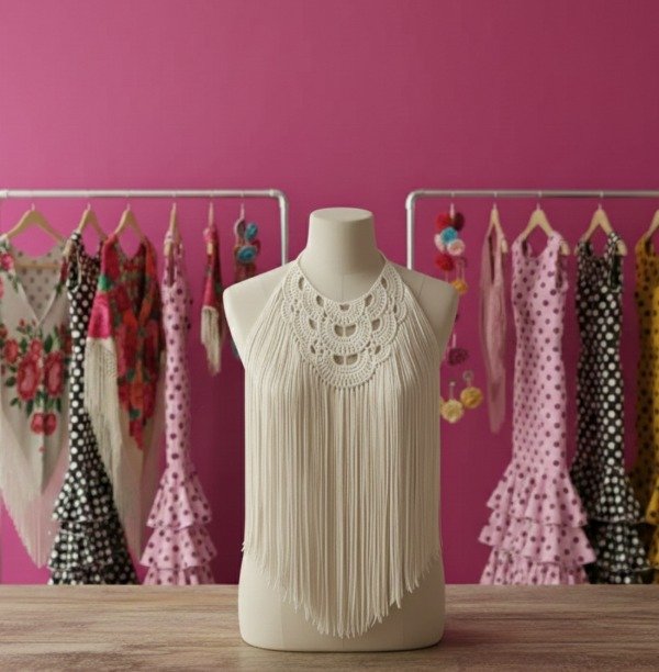 Producto - Collar De Flecos De Seda XL Natural