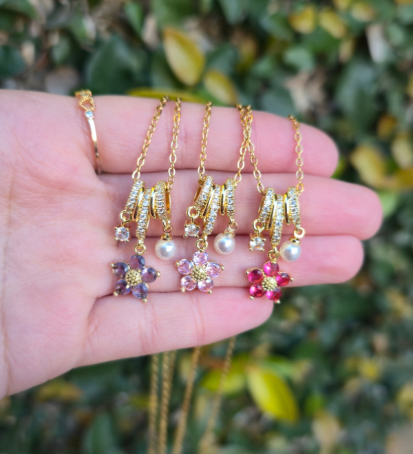 Producto - Collar flor pando (plateado y dorado) - 1