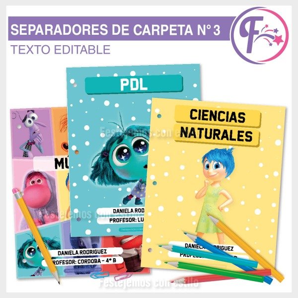 Producto - Intensamente Kit Escolar Separadores Imprimibles