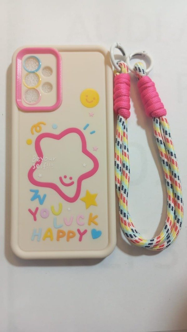 Producto - Funda de silicona con diseño + strap Rosa para Samsung A32