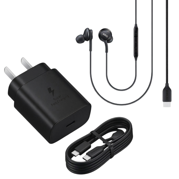 Producto - Combo Cargador Samsung 25W Con Cable USB-C + Auricular AKG Cableado +AAA