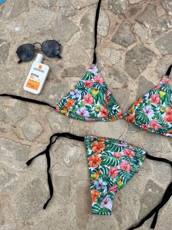 Producto - BIKINI MORA FLORES VERDES