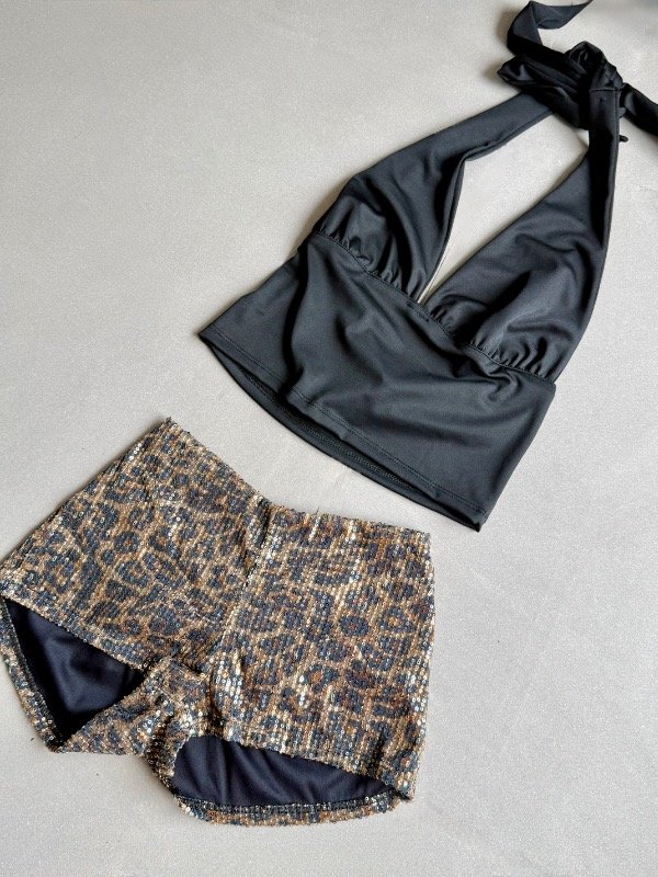 Producto - short lentejuelas animal print
