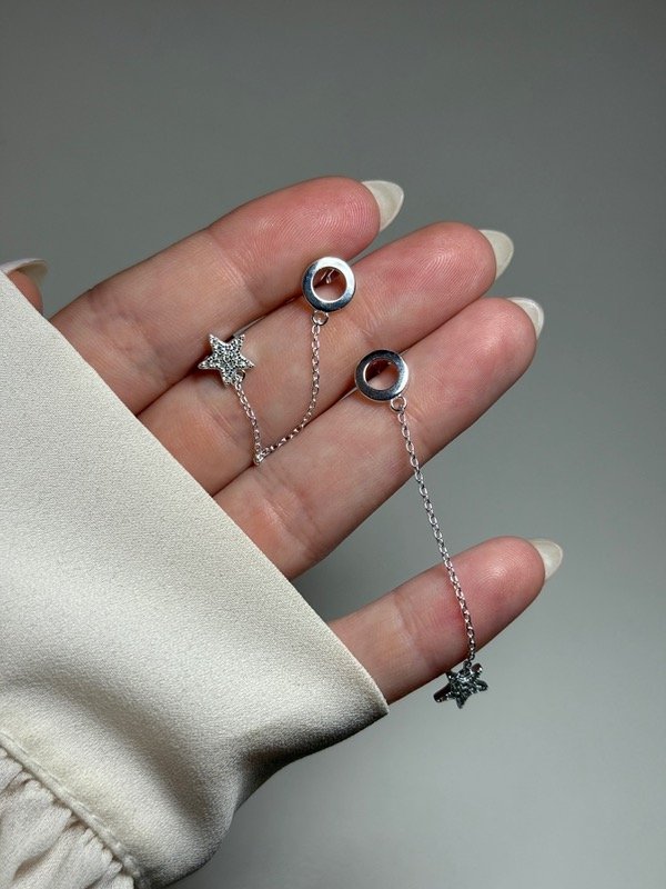 Producto - Aros con doble dije y cadenitas - 4