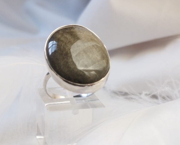 Producto - Anillo obsidiana dorada oval Nro. 18,50