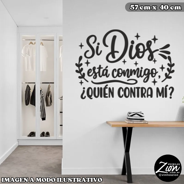 Producto - Vinilos Decorativos Religioso Si DIos esta conmigo quien contra mi