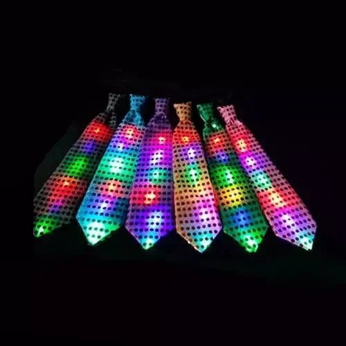 Producto - Corbata de tela y lentejuelas con luz - colores surtidos -