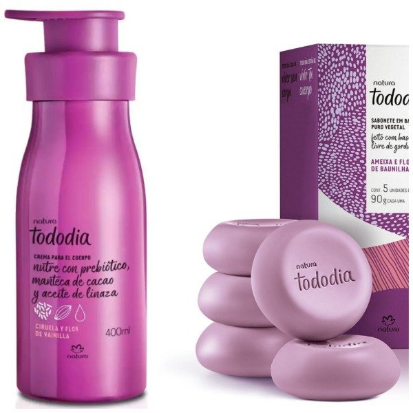 Producto - Hidratante corporal+ 5 jabones - ciruela y flor de vainilla