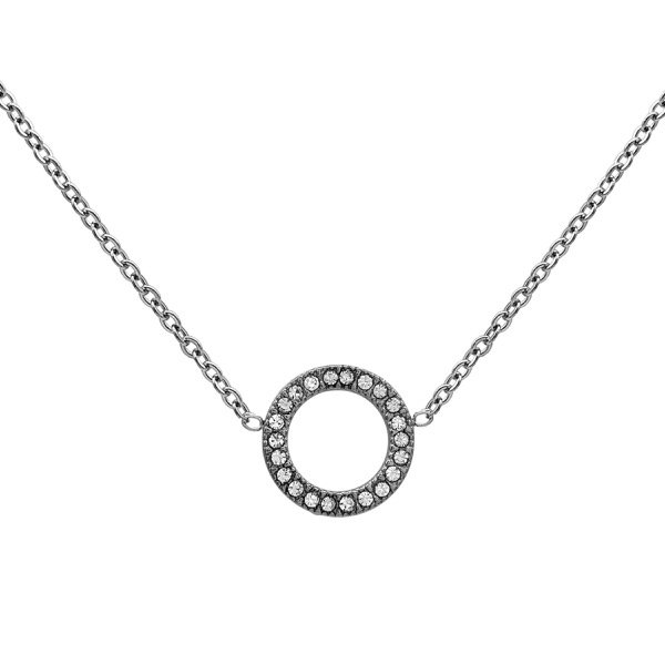 Producto - Collar de acero quirúrgico - 42 a 47cm - Espejito 1mm - Circulo con brillo