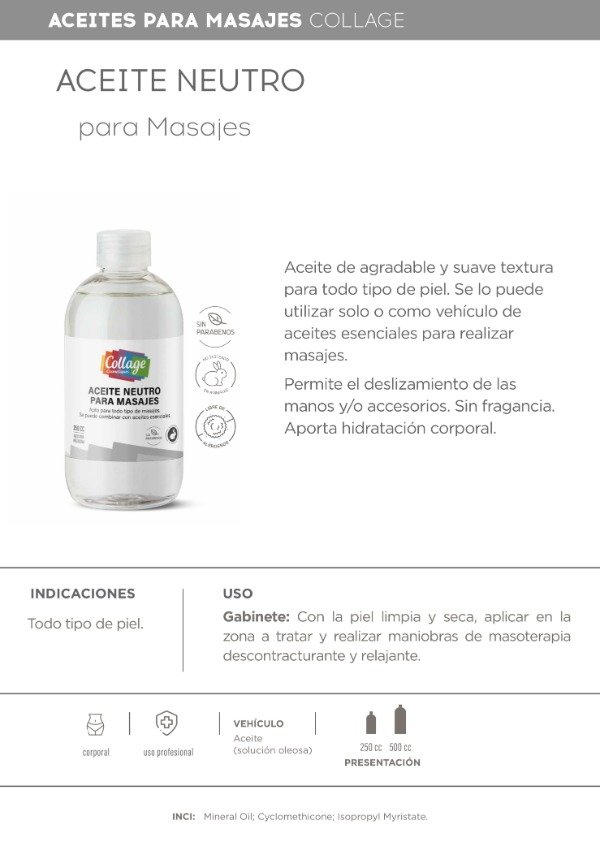 Producto - Collage Aceite de Masajes Neutro 500ml