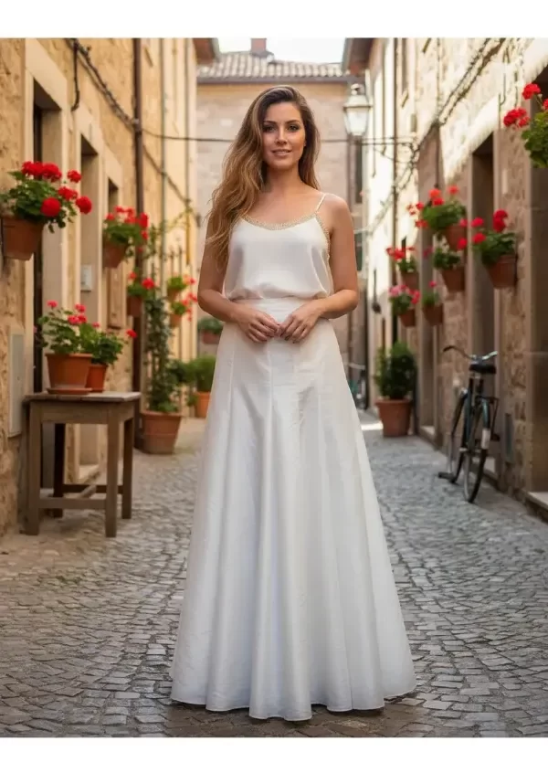 Producto - Pollera de Tafeta beyge - 0