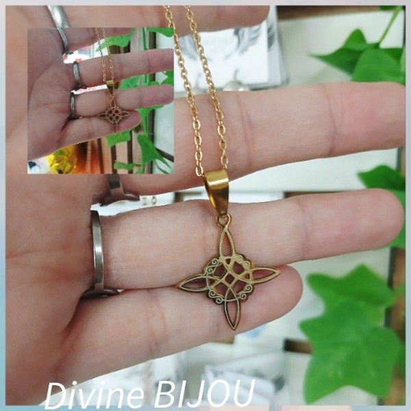 Producto - Collar nudo de bruja en acero dorado