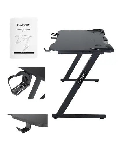 Producto - Escritorio Gamer Fibra De Carbono 110X60X74 Tablero 15 Mm Patas Acero - 5
