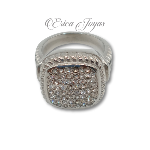 Producto - Anillo Cuadrado tallado lateral con Micropave (LJAN0042)