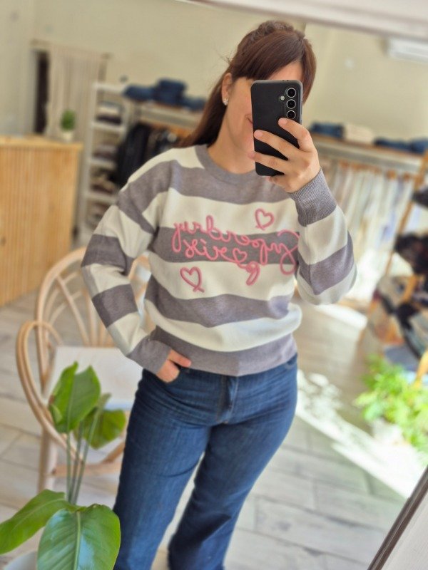 Producto - Sweater Importado Combinado Con Bordado Jalin