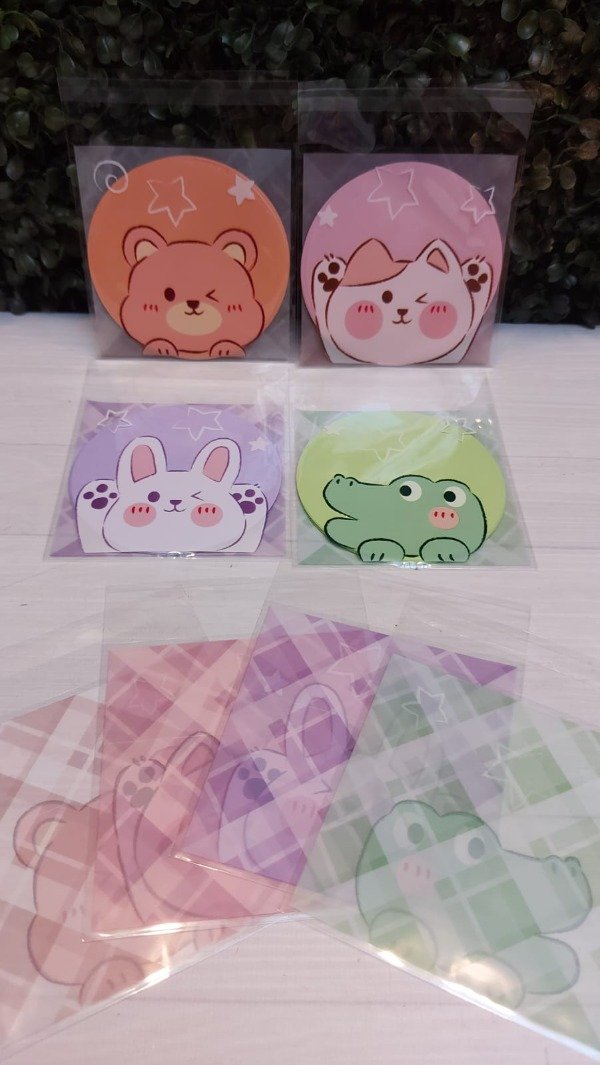 Producto - Bolsa opp "oso, conejo, gato y cocodrilo" 10x10cms. Pack por 10 unidades.