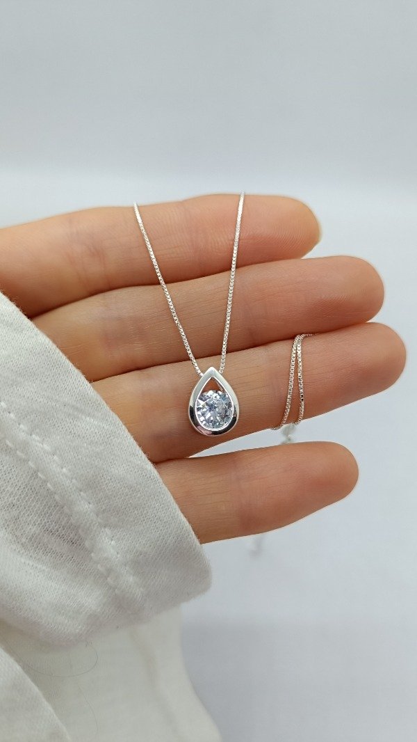 Producto - Gargantilla Gotita Plata y Cubic - 1