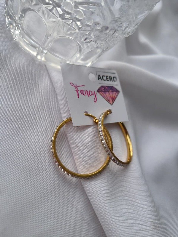 Producto - Argollas con brillo acero dorado