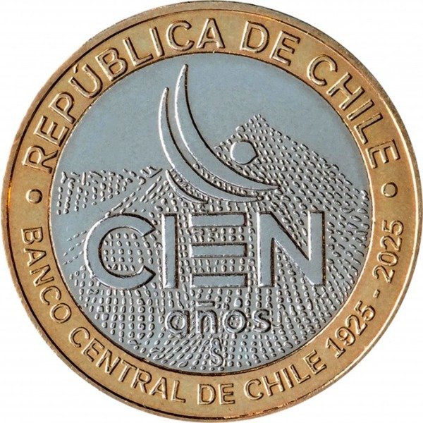 Producto - Chile 100 pesos 2025 - centenario Banco Central de Chile
