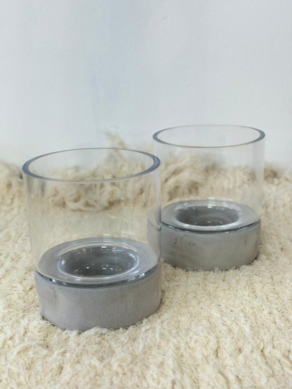 Producto - Posa vela cemento+vidrio (taza)