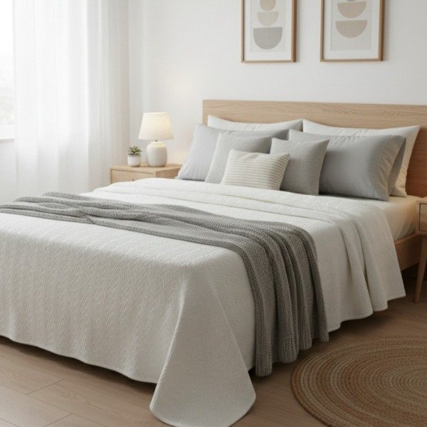 Producto - Cubre Cama Espigado Blanco - 2.60 x 2.70mts