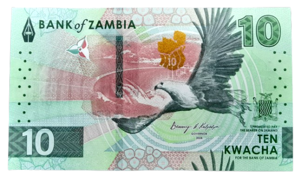Producto - Zambia 10 Kwachas (2024) Águila pescadora / Pangolines Pick.62 Unc